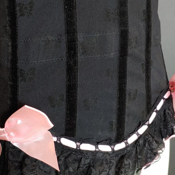 Coquette XL Black With Pink Bows Bustier Corset - Picture 7 of 15